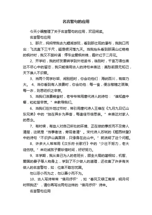名言警句的应用