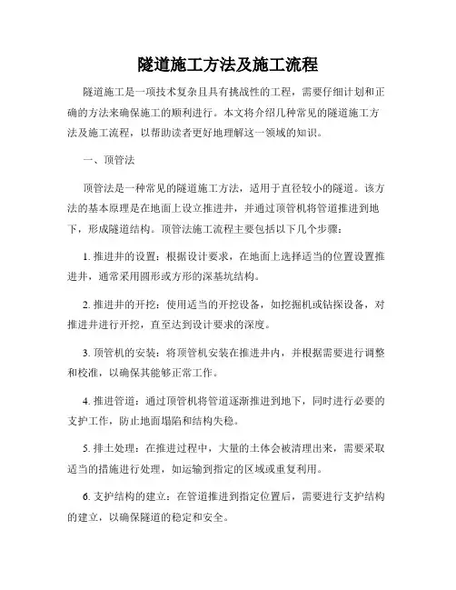 隧道施工方法及施工流程