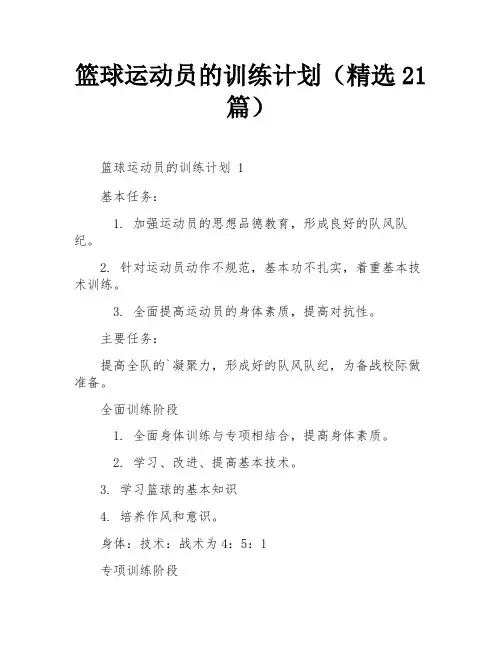 篮球运动员的训练计划(精选21篇)