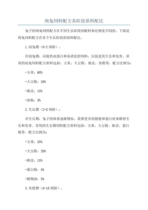 肉兔饲料配方各阶段原料配比