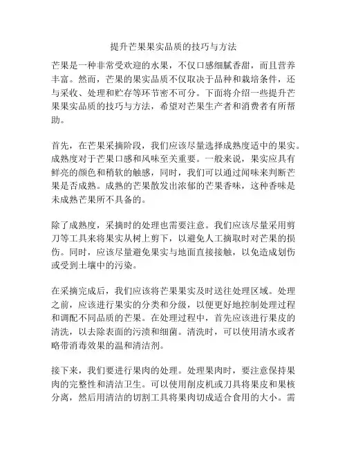 提升芒果果实品质的技巧与方法