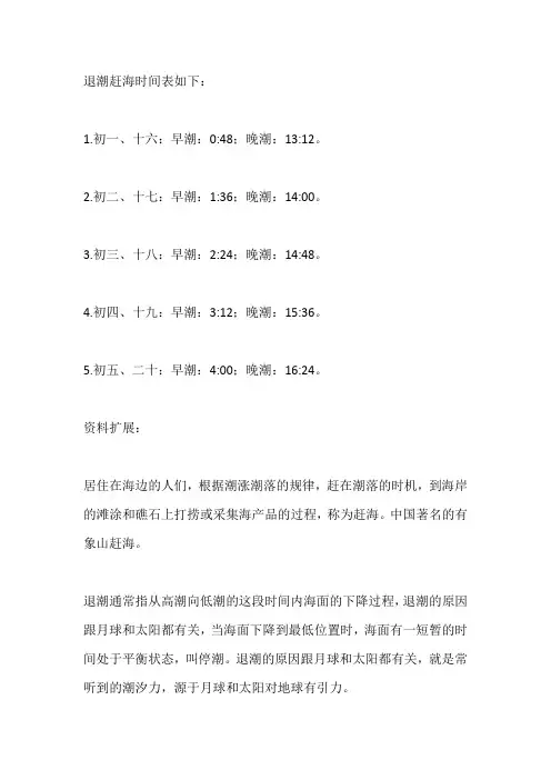 海边落潮时间表