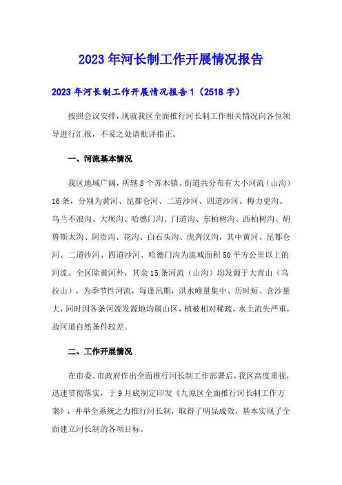 2023年河长制工作开展情况报告