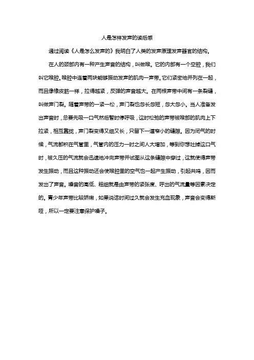 人是怎样发声的读后感