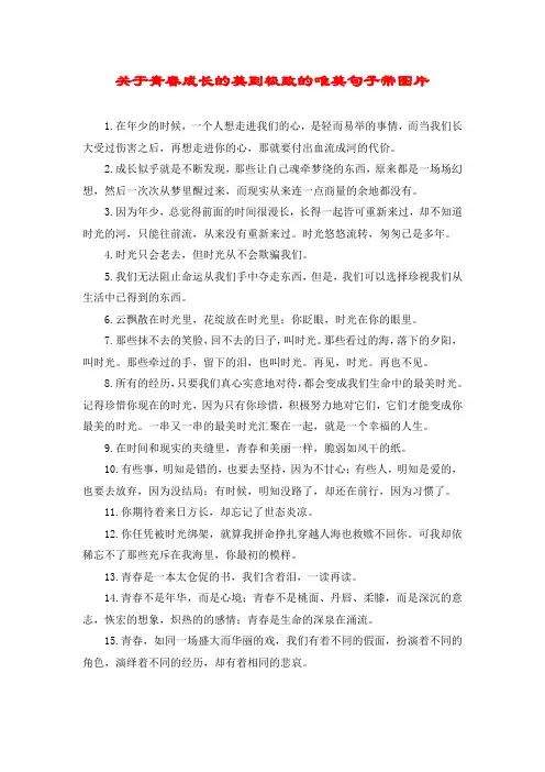关于青春成长的美到极致的唯美句子带图片