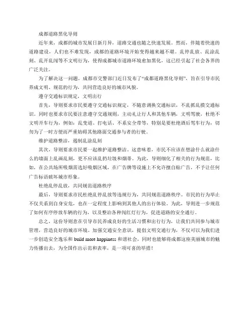 成都道路黑化导则