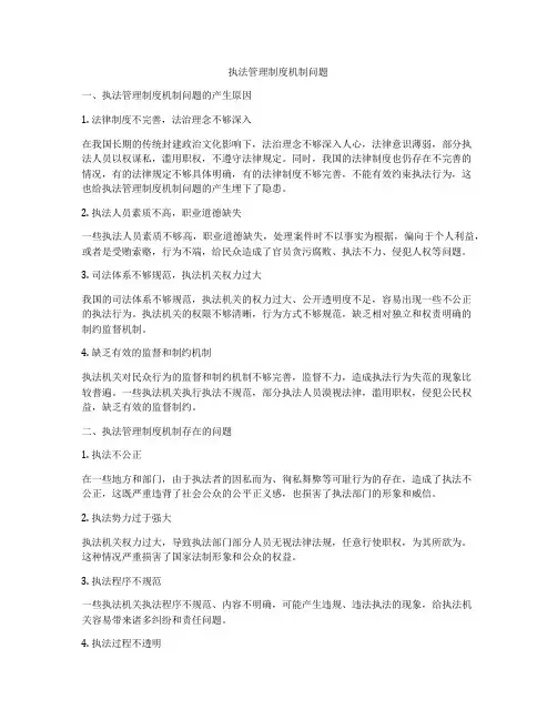 执法管理制度机制问题