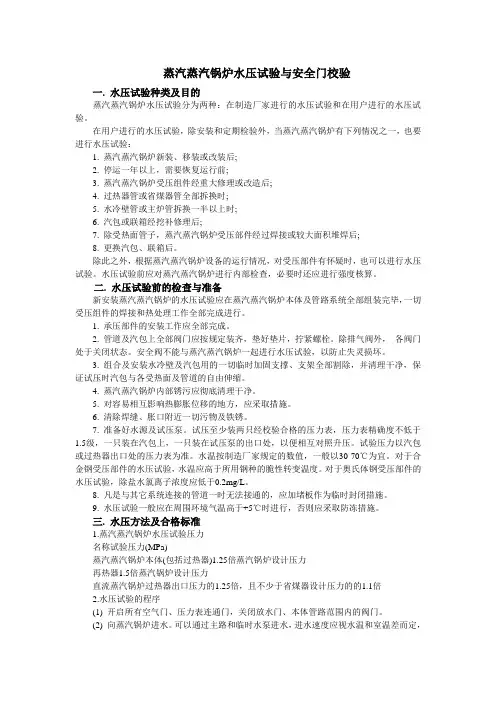 蒸汽蒸汽锅炉水压试验与安全门校验