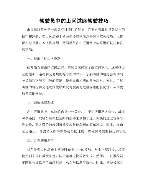 驾驶员中的山区道路驾驶技巧