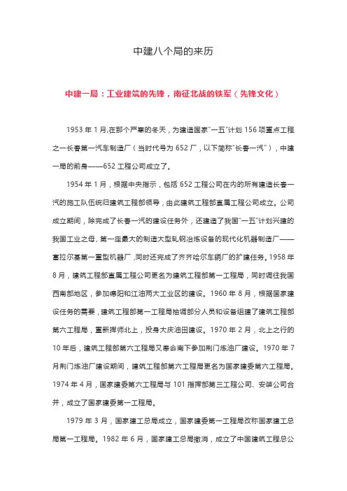 中建八个局的来历