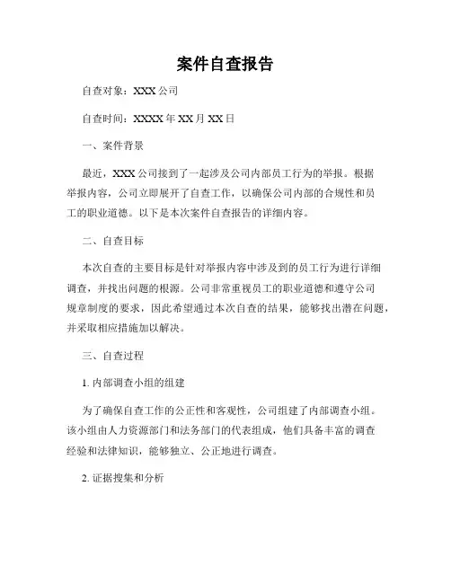 案件自查报告