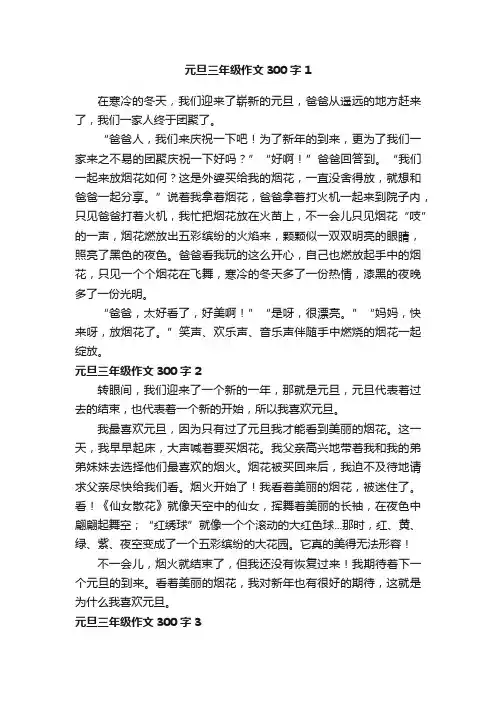 元旦三年级作文300字