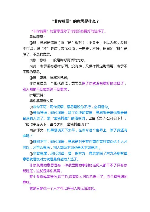 “非你莫属”的意思是什么？