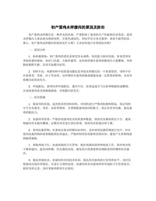 初产蛋鸡水样腹泻的原因及防治