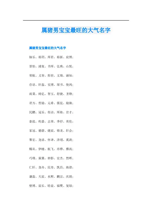 属猪男宝宝最旺的大气名字