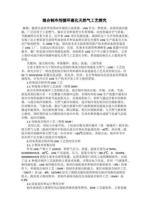 混合制冷剂循环液化天然气工艺探究
