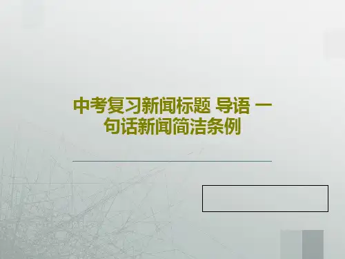 中考复习新闻标题 导语 一句话新闻简洁条例共30页PPT