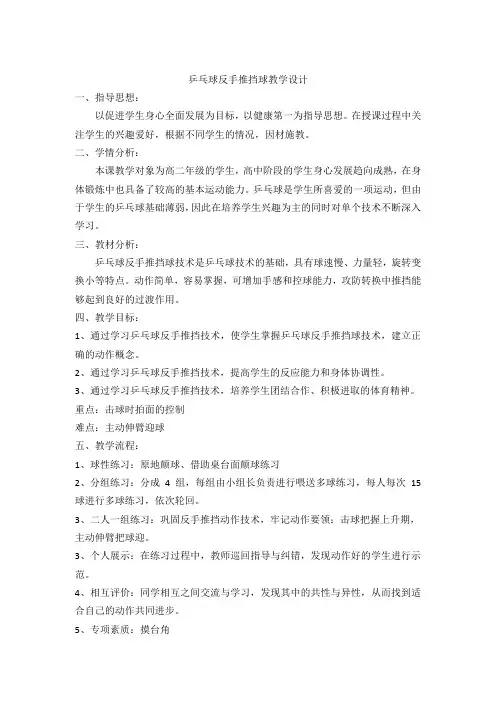 1、反手推挡