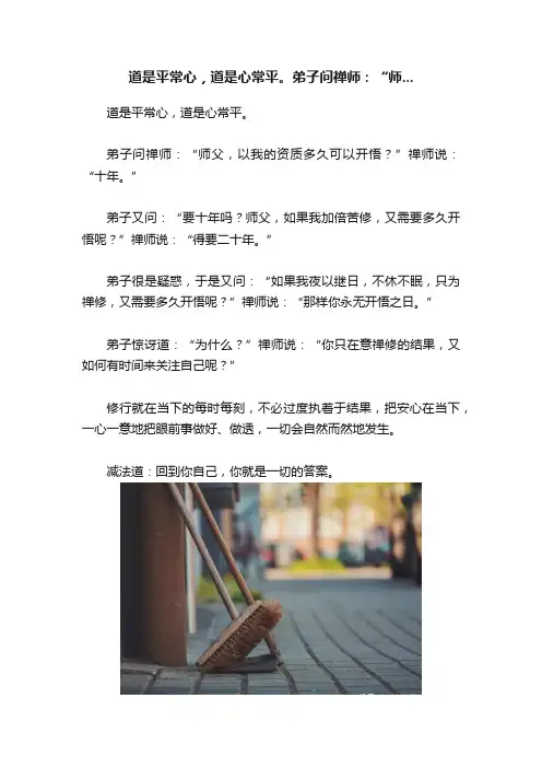 道是平常心，道是心常平。弟子问禅师：“师...