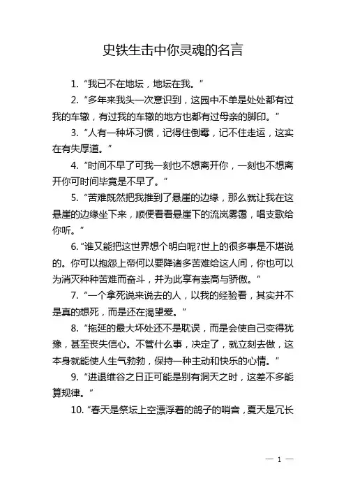 史铁生击中你灵魂的名言