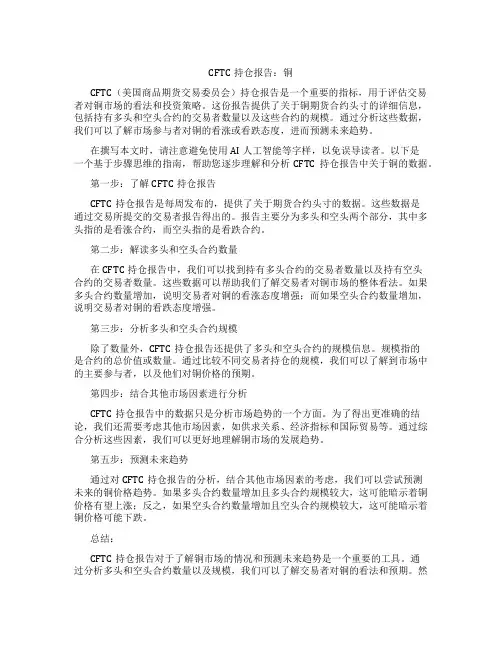cftc持仓报告铜