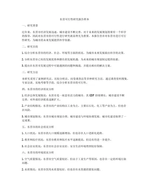东营可行性研究报告样本