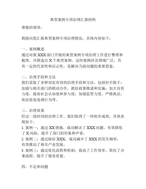 典型案例专项治理汇报材料