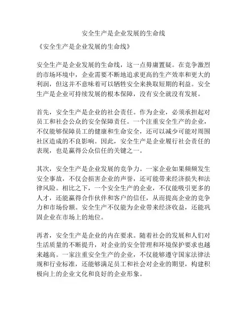 安全生产是企业发展的生命线