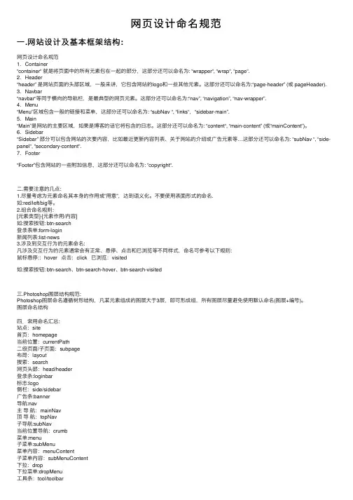 网页设计命名规范