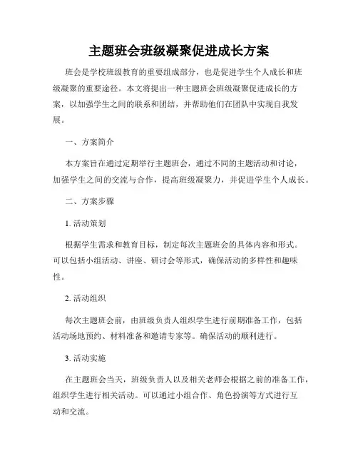 主题班会班级凝聚促进成长方案
