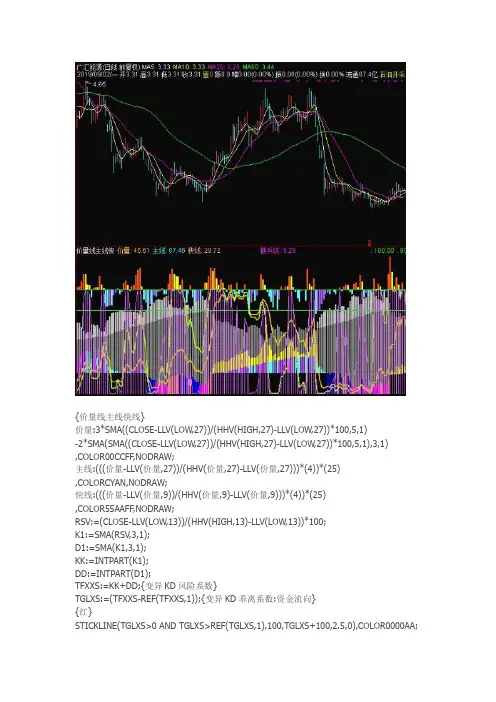 通达信指标公式源码主力状态 价量线主线快线副图指标