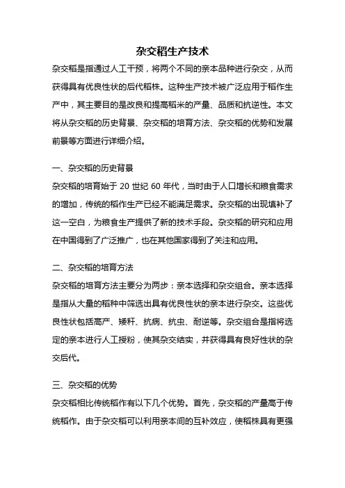 杂交稻生产技术