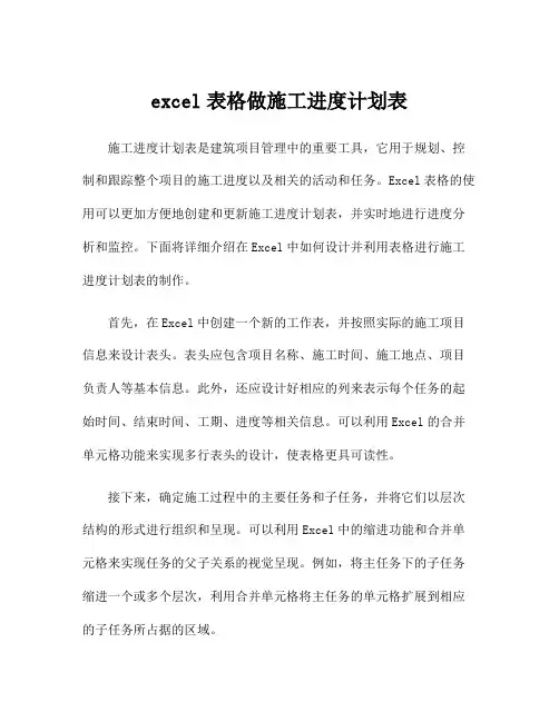 excel表格做施工进度计划表