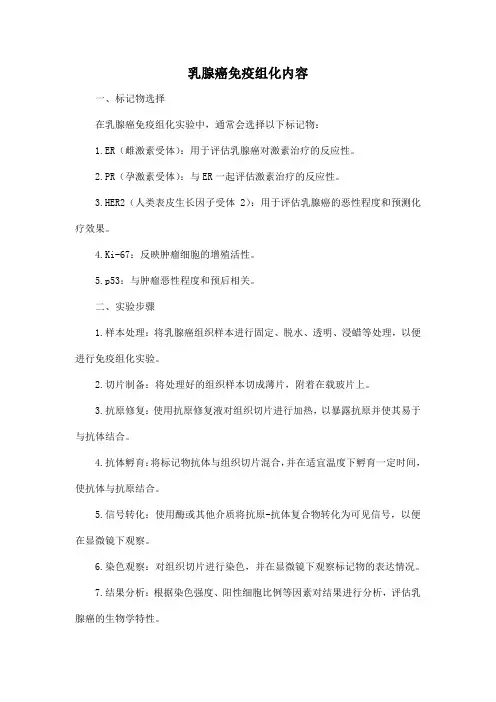 乳腺癌免疫组化内容