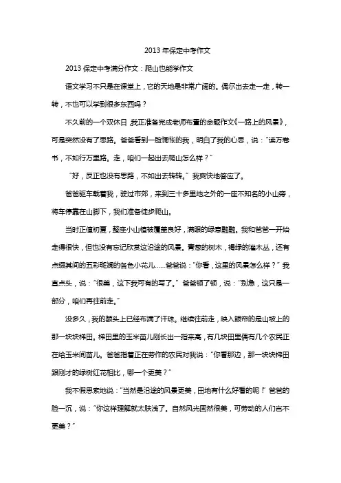 2013年保定中考作文