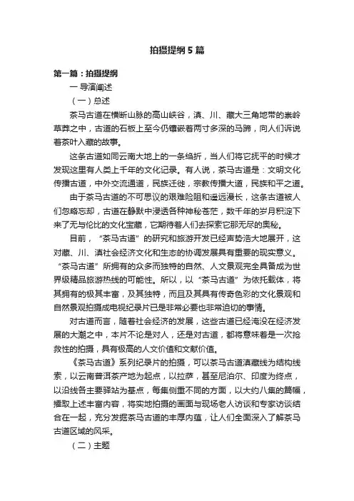 拍摄提纲5篇
