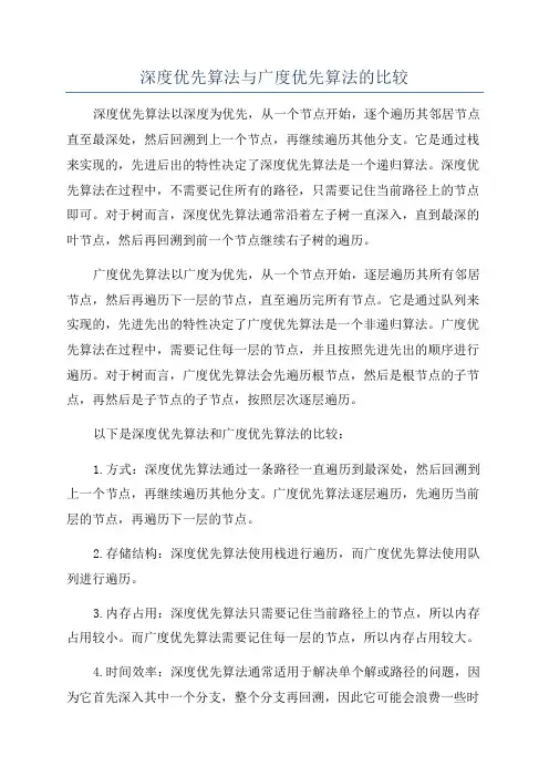 深度优先算法与广度优先算法的比较
