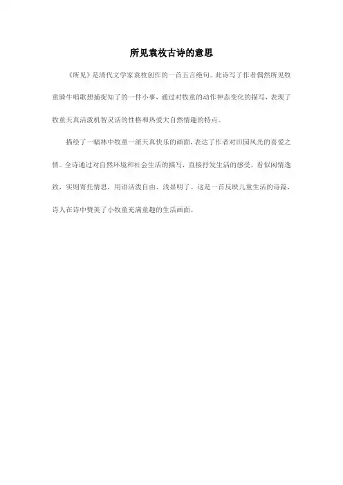 所见袁枚古诗的意思