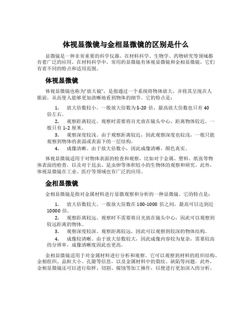 体视显微镜与金相显微镜的区别是什么