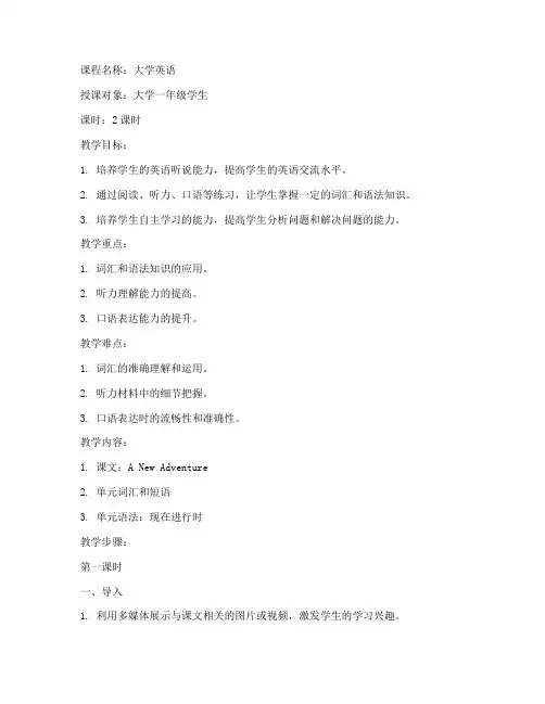 大学体验英语3第三版教案