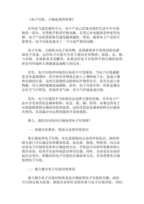 小学作文范文电子垃圾,正确处理的智慧