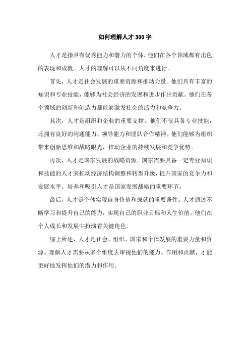 如何理解人才300字