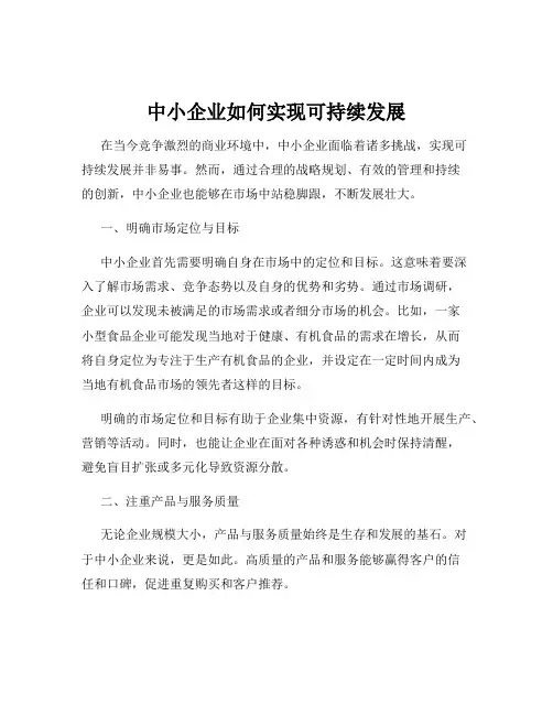 中小企业如何实现可持续发展