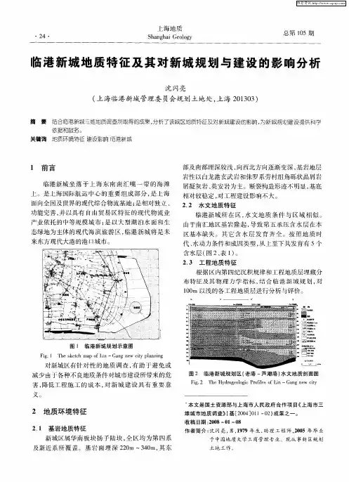 临港新城地质特征及其对新城规划与建设的影响分析