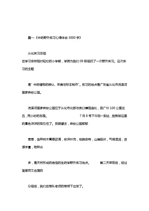 中药毕业总结3000字