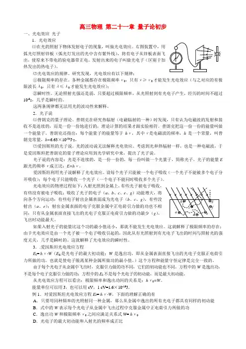 高三物理 第二十一章 量子论初步