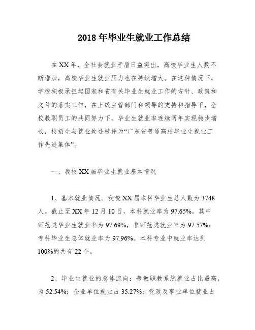 2018年毕业生就业工作总结