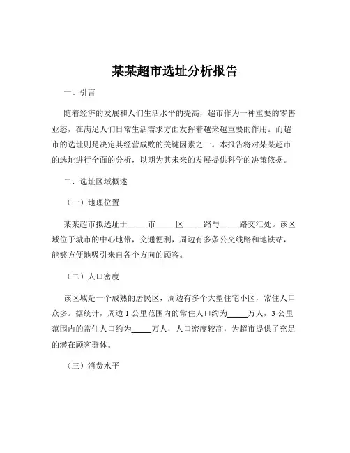 某某超市选址分析报告