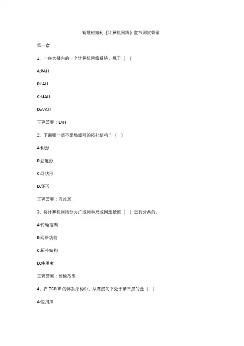 智慧树知到《计算机网络》章节测试答案