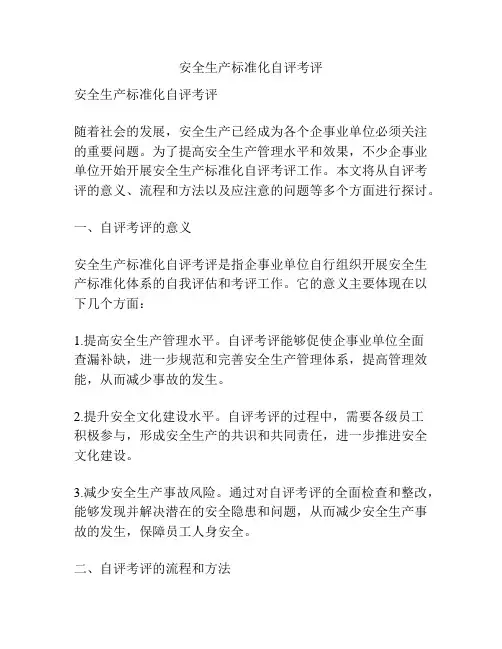 安全生产标准化自评考评